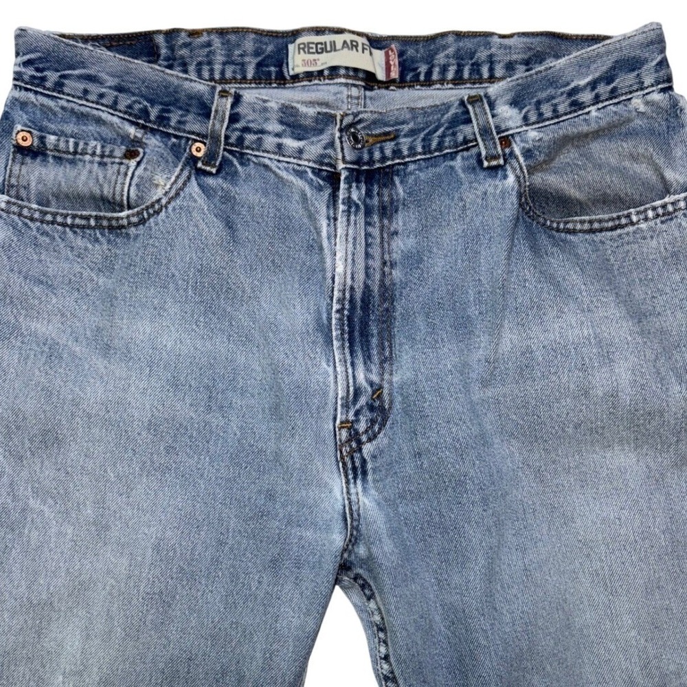 Vintage Levis 505 Jeans 38x30 Light Wash Straight Leg 90s Made in USA Distressed - Picture 5 of 6